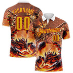 Custom Yellow-Red Darts Fire Scorpion Dartboard Performance Polo Shirt photo 1