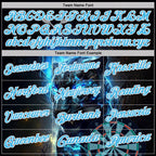 Custom Black Sky Blue-White Darts Panther lightning Dartboard Performance Polo Shirt photo 4