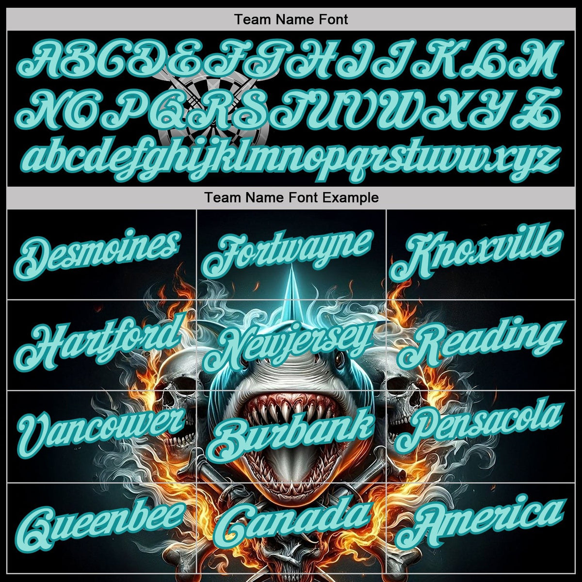 Custom Black Ice Blue-Teal Darts Fire Sharke Dartboard Performance Polo Shirt photo 3