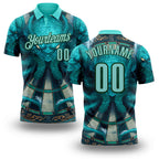 Custom Blue Ice Blue-Teal Darts Monster Dartboard Performance Polo Shirt