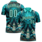 Custom Blue Ice Blue-Teal Darts Monster Dartboard Performance Polo Shirt photo 1
