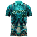 Custom Blue Ice Blue-Teal Darts Monster Dartboard Performance Polo Shirt photo 2