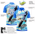 Custom Blue White-Thunder Blue Darts Tropical Pelican Dartboard Performance Polo Shirt photo 3