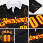 Custom Black Yellow-Red Darts Eagle Fire Dartboard Performance Polo Shirt detail
