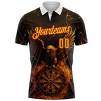Custom Black Yellow-Red Darts Eagle Fire Dartboard Performance Polo Shirt photo 2