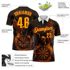 Custom Black Yellow-Red Darts Eagle Fire Dartboard Performance Polo Shirt photo 3