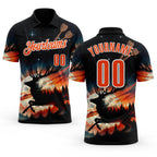 Custom Black Orange-White Darts Deer Dartboard Performance Polo Shirt