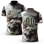 Custom Black Olive Gray-White Darts Lion Dartboard Performance Polo Shirt