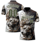 Custom Black Olive Gray-White Darts Lion Dartboard Performance Polo Shirt photo 1