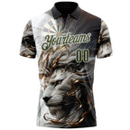 Custom Black Olive Gray-White Darts Lion Dartboard Performance Polo Shirt photo 2
