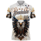 Custom White City Cream-Navy Darts Eagle Dartboard Performance Polo Shirt photo 2
