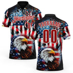 Custom Black Red-White Darts Eagle Dartboard Patriotic American Flag Performance Polo Shirt