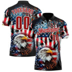 Custom Black Red-White Darts Eagle Dartboard Patriotic American Flag Performance Polo Shirt photo 1