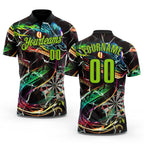 Custom Black-Neon Green Darts Boa Dartboard Performance Polo Shirt