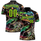 Custom Black-Neon Green Darts Boa Dartboard Performance Polo Shirt photo 1