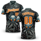 Custom Gray Bay Orange-White Darts Spider Dartboard Performance Polo Shirt