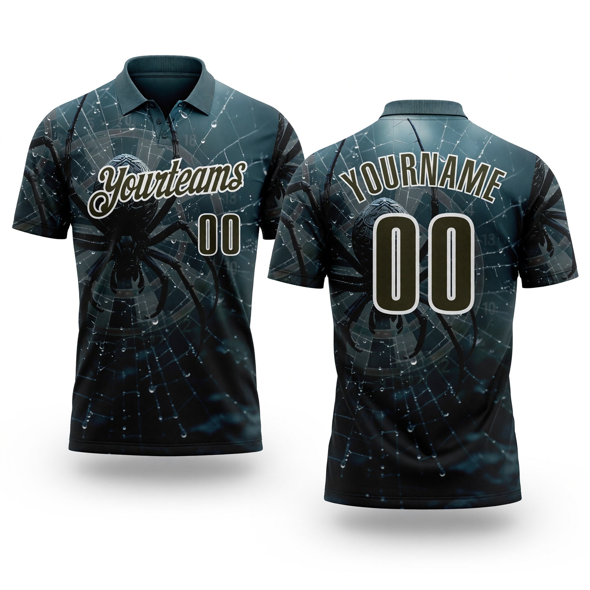 Custom Gray Olive-White Darts Spider Dartboard Performance Polo Shirt