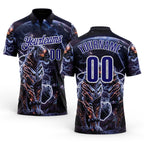 Custom Black Dark Purple-White Darts Lightning Tiger Dartboard Performance Polo Shirt