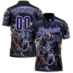 Custom Black Dark Purple-White Darts Lightning Tiger Dartboard Performance Polo Shirt photo 1