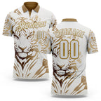 Custom White-Old Gold Darts Tiger Dartboard Performance Polo Shirt