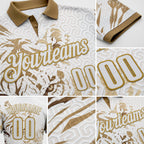 Custom White-Old Gold Darts Tiger Dartboard Performance Polo Shirt detail