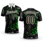 Custom Black Olive Green-White Darts Gothic Deer Dartboard Performance Polo Shirt