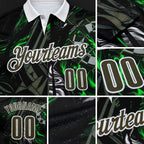 Custom Black Olive Green-White Darts Gothic Deer Dartboard Performance Polo Shirt detail