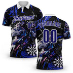 Custom Black Dark Purple-White Darts Lion Dartboard Performance Polo Shirt
