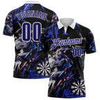 Custom Black Dark Purple-White Darts Lion Dartboard Performance Polo Shirt photo 1