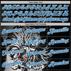 Custom Black Blue-White Darts Tiger Dartboard Performance Polo Shirt photo 3