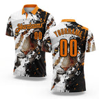 Custom White Bay Orange-Black Darts Tiger Dartboard Performance Polo Shirt
