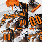 Custom White Bay Orange-Black Darts Tiger Dartboard Performance Polo Shirt detail