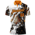 Custom White Bay Orange-Black Darts Tiger Dartboard Performance Polo Shirt photo 2