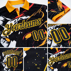 Custom Black-Yellow Darts Leopard Dartboard Performance Polo Shirt detail