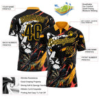 Custom Black-Yellow Darts Leopard Dartboard Performance Polo Shirt photo 3