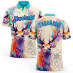Custom Cream Lakes Blue-Purple Darts Deer Dartboard Performance Polo Shirt