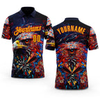 Custom Black Yellow-Red Darts Eagle Dartboard Performance Polo Shirt