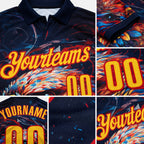 Custom Black Yellow-Red Darts Eagle Dartboard Performance Polo Shirt detail
