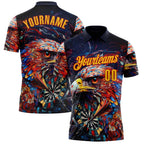 Custom Black Yellow-Red Darts Eagle Dartboard Performance Polo Shirt photo 1