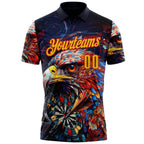 Custom Black Yellow-Red Darts Eagle Dartboard Performance Polo Shirt photo 2