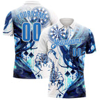 Custom White-Powder Blue Darts Scorpion Dartboard Performance Polo Shirt photo 1
