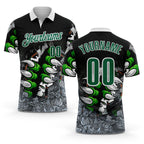 Custom Black Kelly Green-White Darts Demon Claw Dartboard Performance Polo Shirt