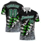 Custom Black Kelly Green-White Darts Demon Claw Dartboard Performance Polo Shirt photo 1