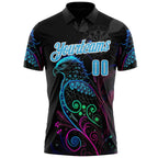 Custom Black Sky Blue-White Darts Eagle Dartboard Performance Polo Shirt photo 2