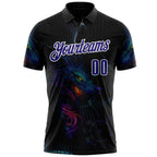 Custom Black Dark Purple-White Darts Wolf Dartboard Performance Polo Shirt photo 2