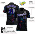 Custom Black Dark Purple-White Darts Wolf Dartboard Performance Polo Shirt photo 3