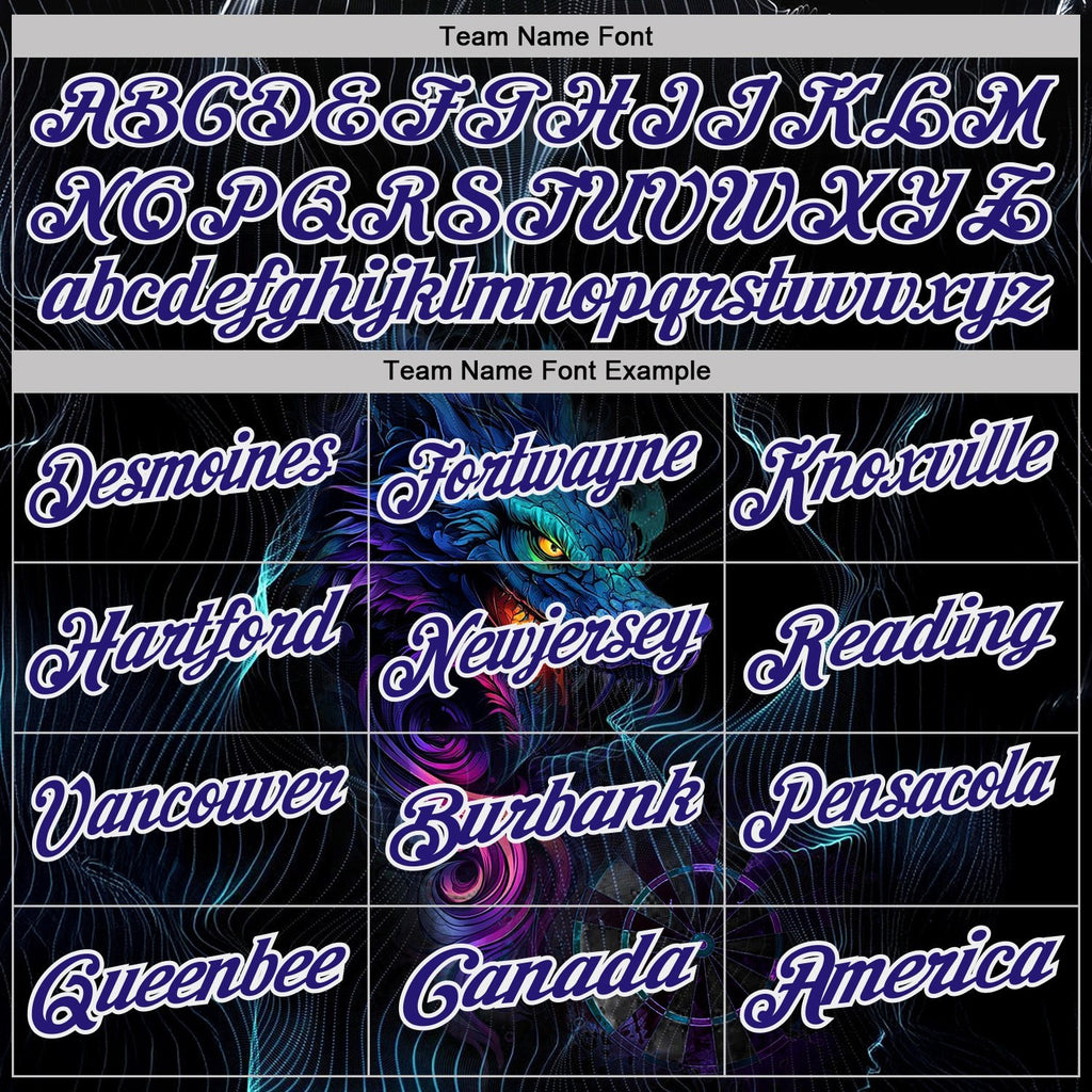 Custom Black Dark Purple-White Darts Wolf Dartboard Performance Polo Shirt photo 4