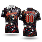 Custom Black Red-City Cream Darts Scorpion Dartboard Performance Polo Shirt