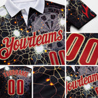 Custom Black Red-City Cream Darts Scorpion Dartboard Performance Polo Shirt detail