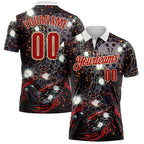 Custom Black Red-City Cream Darts Scorpion Dartboard Performance Polo Shirt photo 1